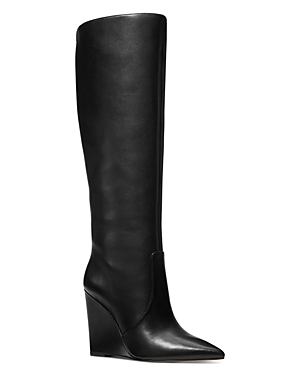 Shop Michael Kors Women's Isra Pointed Toe Wedge Boots In Black