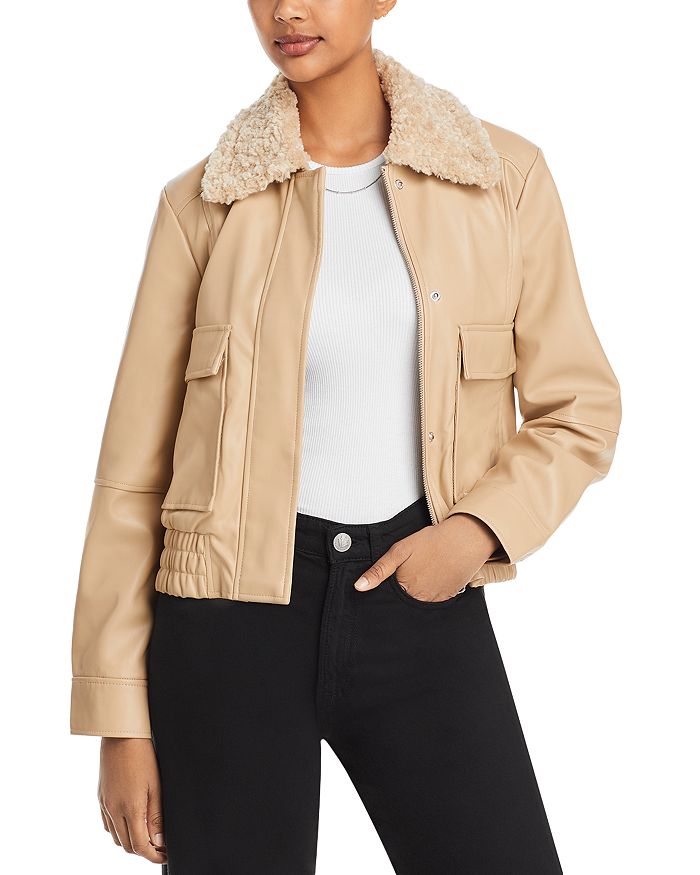 FRENCH CONNECTION Faux Leather Aviator Jacket Bloomingdale s