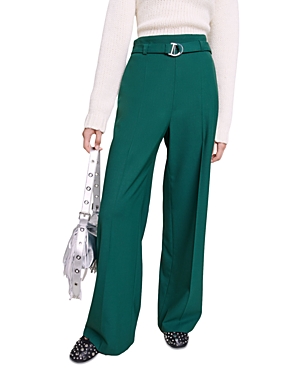 Maje Womens Verts Picalo High-rise Wide-leg Stretch-woven Trousers In Bottle Green