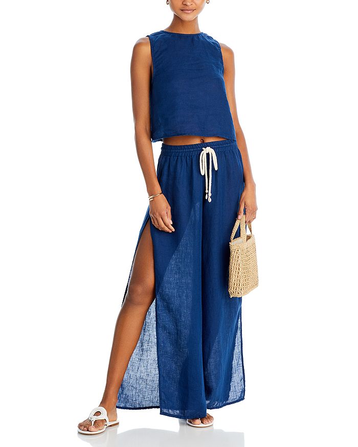 AQUA Linen Swim CoverUp Top & Linen Swim CoverUp Pants 100 Exclusive Bloomingdale's