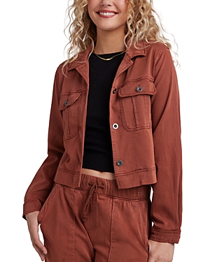 Bella Dahl Flap Pocket Cropped Utility Jacket In Autumn Amber