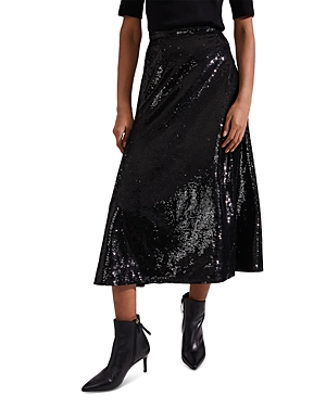 Hobbs London Greta Sequin Skirt In Black