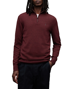 Allsaints Kilburn Zip Funnel Neck Ramskull Jumper In Mars Red