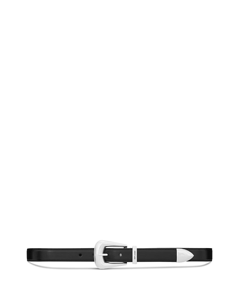 Saint Laurent Folk Buckle Belt in Smooth Leather