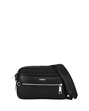 The Kooples Mens Black Logo-embossed Zip-up Leather Messenger Bag In Black