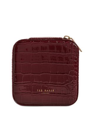 Ted Baker Hazelis Croc Embossed Leather Zip Jewelry Case