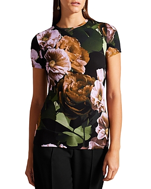 Ted Baker Morlaa Floral T-shirt In Black