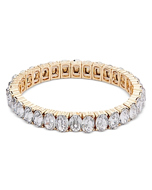 Aqua Crystal Stretch Bracelet In 16k Yellow Gold Plated - 100% Exclusive In Silver/gold