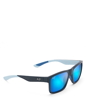 Maui Jim The Flats Polarized Rectangular Sunglasses, 57mm In Blue/blue Mirrored Polarized Solid
