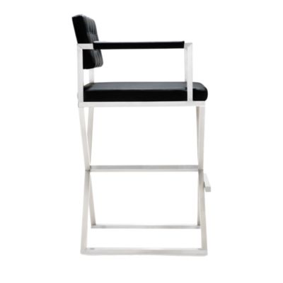  Director Performance Vegan Leather and Stainless Steel Barstool in Black