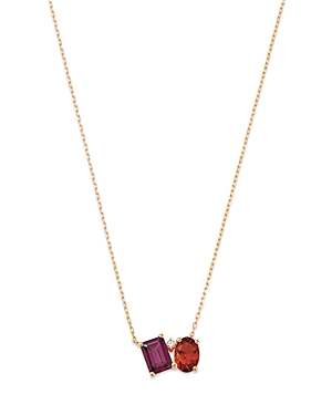 Bloomingdale's Citrine, Rhodolite, & Diamond Pendant Necklace In 14k Yellow Gold, 18 In Red/purple