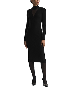 Reiss Sabrina Mock Neck Sweater Dress In Black