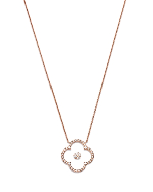 Bloomingdale's Diamond & Sapphire Glass Clover Pendant Necklace In 14k Rose Gold, 0.25 Ct. T.w.