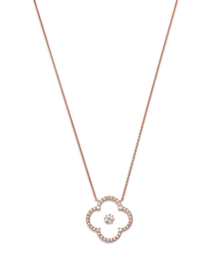 Bloomingdale's Diamond & Sapphire Glass Clover Pendant Necklace in 14K