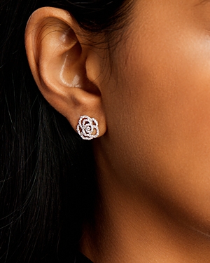 Bloomingdale's Diamond Rose Flower Openwork Stud Earrings in 14K White Gold, 0.30 ct. t.w.