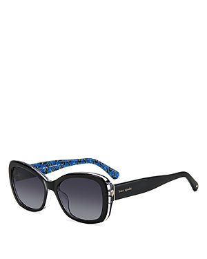 Kate Spade New York Elowen Rectangular Sunglasses, 55mm In Black/gray Gradient