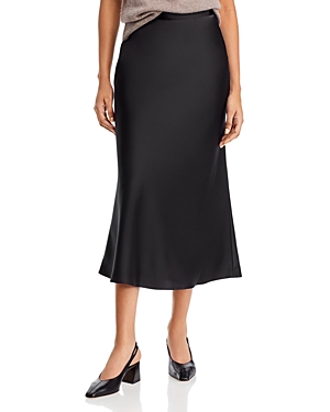 Hugo Boss Vinarea Satin Midi Skirt In Black