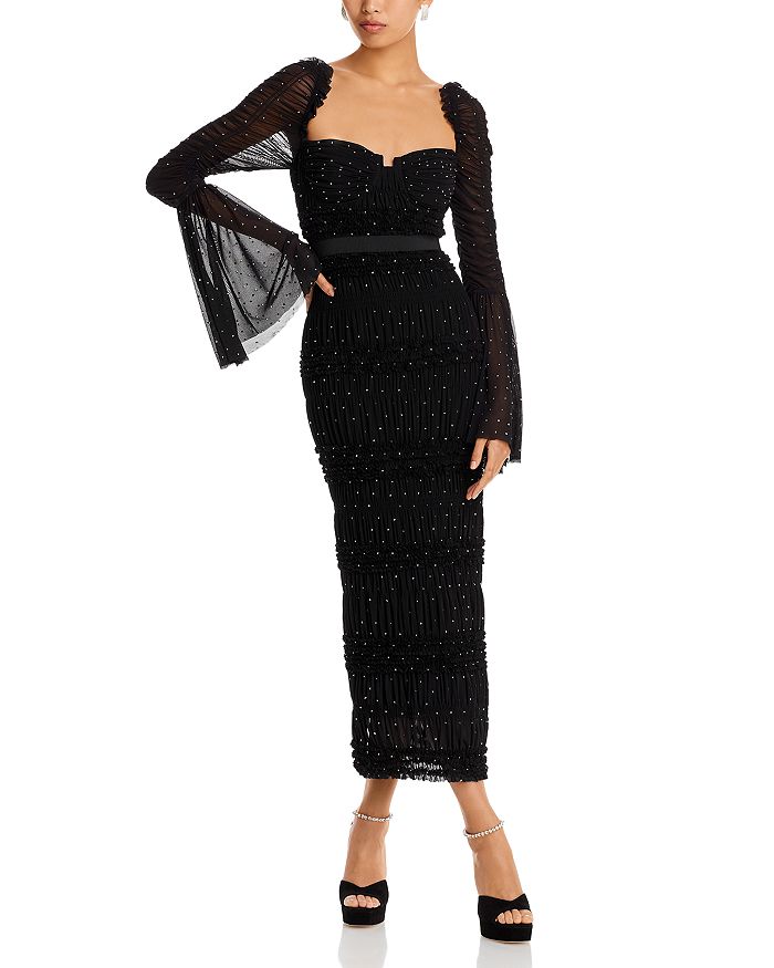 Self-Portrait Ruched Midi Dress | Bloomingdale's