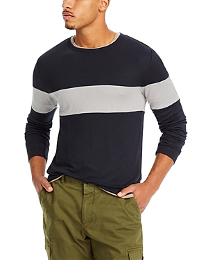 Theory Men's Striped Crewneck Henley In Black