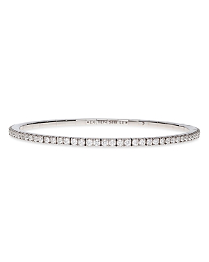 Shop Ex-tensible 18k Gold Diamond Stretch Tennis Bracelet In White