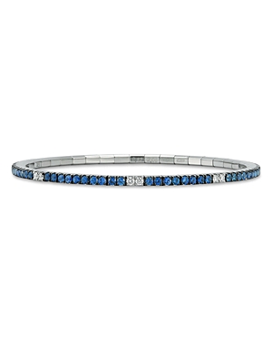 Ex-tensible 18k White Gold Sapphire & Diamond Stretch Tennis Bracelet In Blue/white