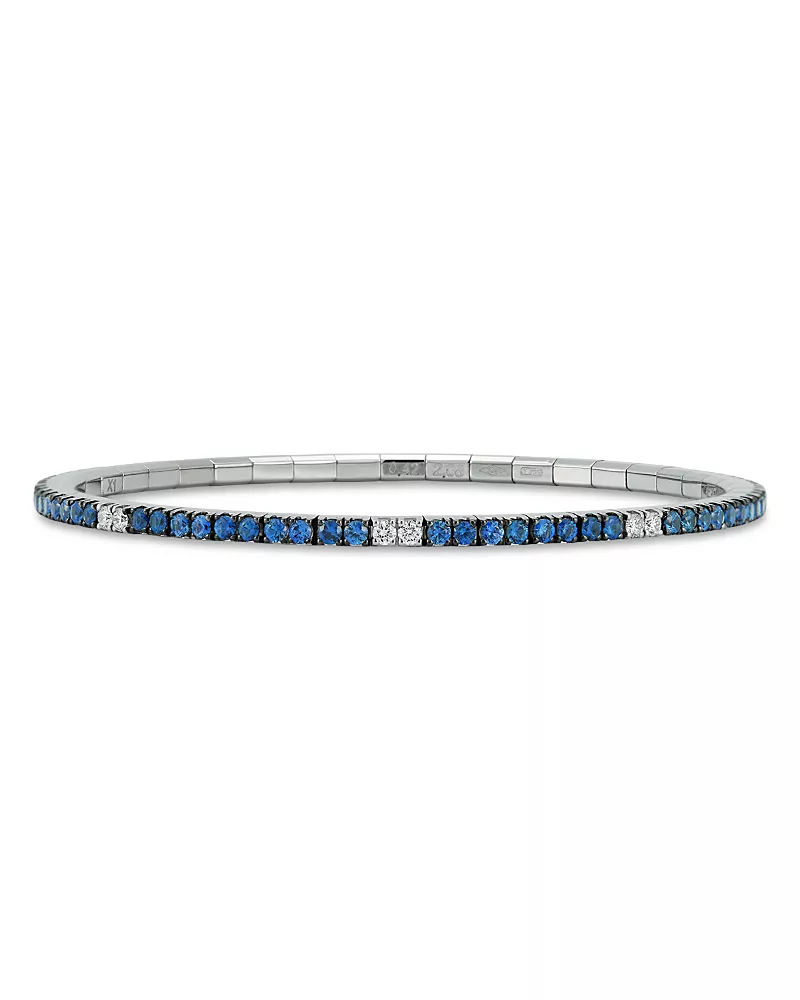 Extensible 18K White Gold Sapphire & Diamond Stretch Tennis Bracelet