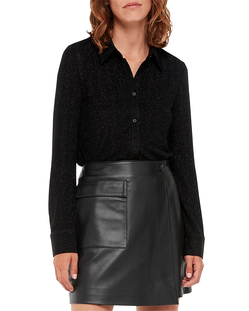 Whistles Grace Sparkle-detail Woven Shirt In Black/multi