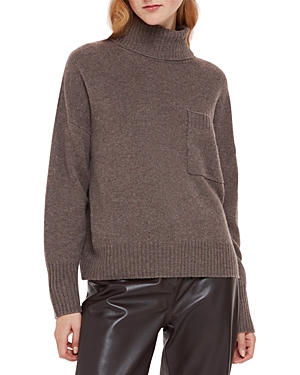 Whistles Pocket Turtleneck Sweater In Chocolate