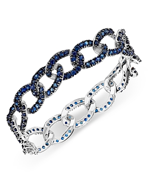 Bloomingdale's Sapphire Link Bracelet In 14k White Gold In Blue/white