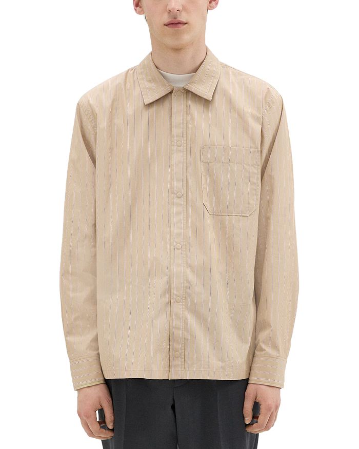 Theory - Striped Cotton Blend Shirt Jacket