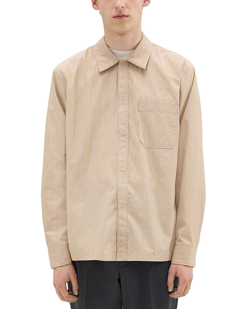Theory Project Striped Cotton Blend Shirt Jacket