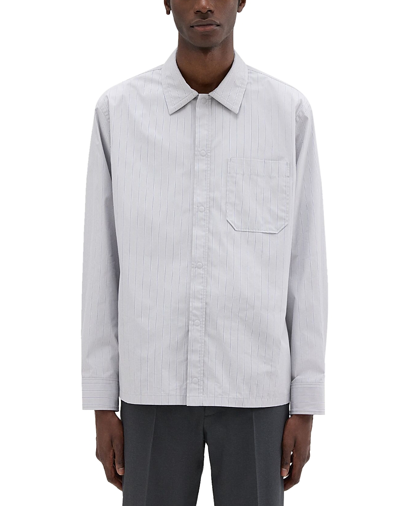Theory Project Striped Cotton Blend Shirt Jacket