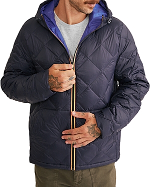 Shop Marine Layer Midweight Quilted Zip Front Hooded Jacket In Navy
