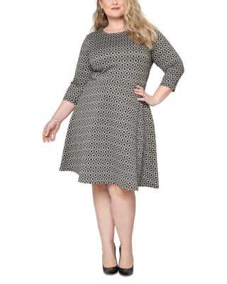 Leota Plus Katherine Jacquard Fit and Flare Dress | Bloomingdale's Women  Plus Size Clothing