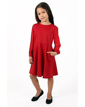 Us Angels Girls' Mixed Media Dress - Little Kid In Red