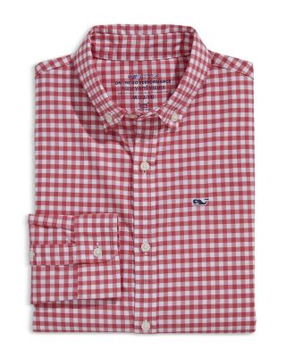 Camisa Social Vineyard Vines Para Meninos - Gingham Com Tecido Performance
