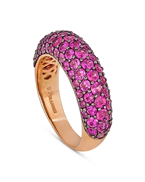 Piranesi 18k Rose Gold Small Dome Deep Pink Sapphire Ring In Pink/rose Gold