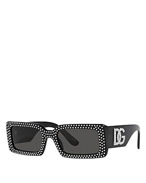 Shop Dolce & Gabbana Dg4447b Rectangular Sunglasses, 53mm In Black/gray Solid