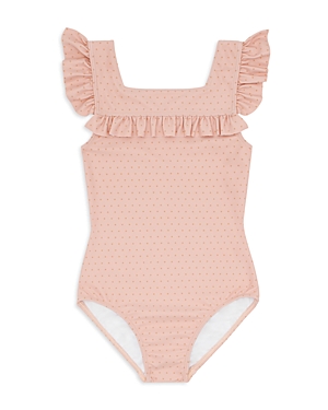 Minnow Girls' Camellia Square Neck Ruffle One Piece Swimsuit - Baby, Little Kid, Big Kid