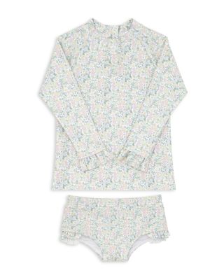 Minnow - Girls' Wildflower Bouquet Ruffle Rash Guard Set - Baby, Little Kid, Big Kid