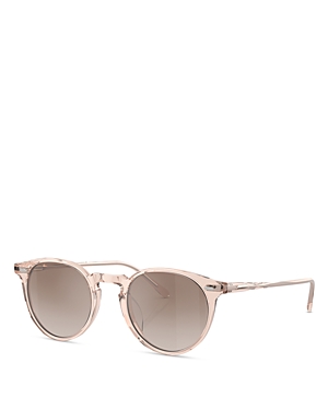 Oliver Peoples N.02 Sun Round Sunglasses, 48mm In Pink/brown Mirrored Gradient