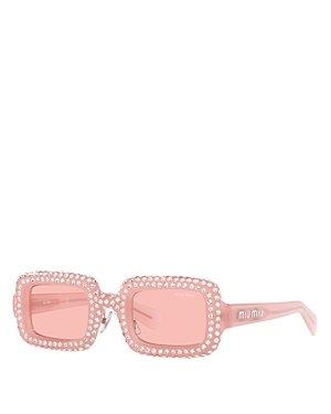 Shop Miu Miu Rectangular Sunglasses, 47mm In Pink/pink Solid