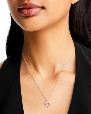 Diamond Star of David Pendant Necklace in 14K White Gold, 0.14 tcw