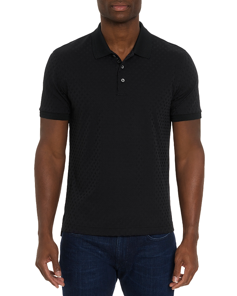 Robert Graham Elias Basket Weave Polo In Black
