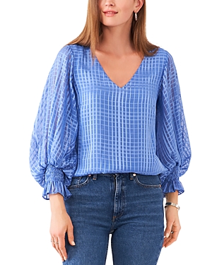 Vince Camuto Printed Puff Sleeve Top In Oceanside