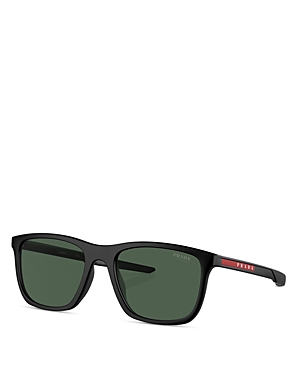 Shop Prada Sport Pillow Sunglasses, 54mm In Black/green Solid