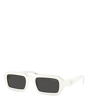 Shop Prada Rectangular Sunglasses, 54mm In White/gray Solid