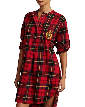 Polo Ralph Lauren Plaid Cotton Flannel Sleep Tunic In Wallace Plaid
