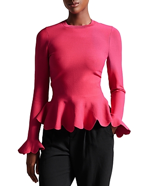 Ted Baker Lillyyy Fitted Peplum Top In Bright Pink