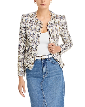 Shop L Agence Angelina Tailored Jacket In Ivory Mult